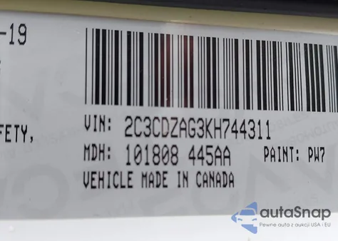 2019 Dodge Challenger Sxt from USA, damaged, VIN 2C3CDZAG3KH744311